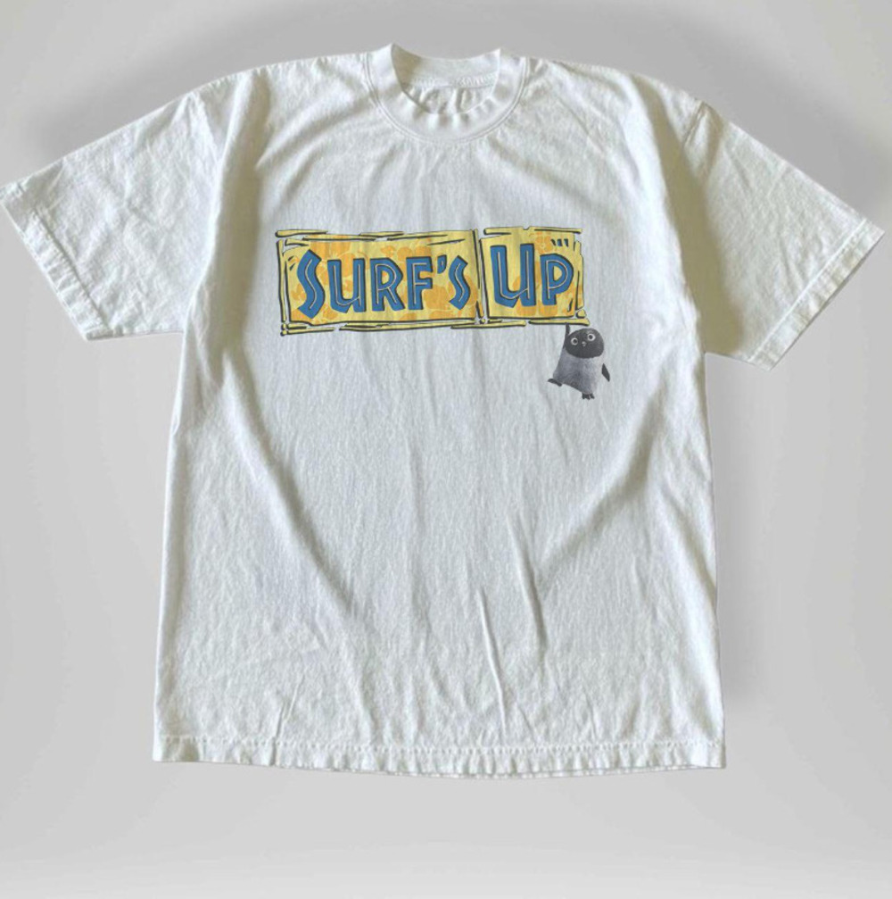 Sony 2007 Surf's Up Penguin Graphic Vintage Y2K White T-Shirt